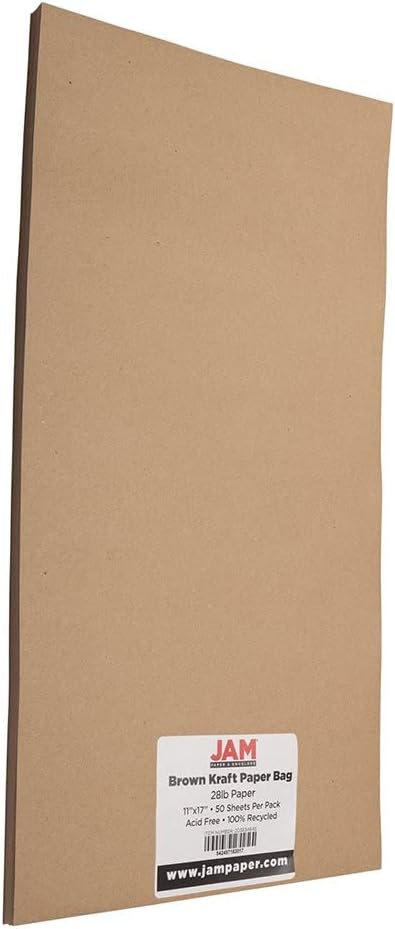 JAM PAPER Ledger 28lb Paper - 11 x 17 Tabloid - Brown Kraft - 50 Sheets/Pack
