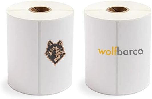 2 Rolls (500 Labels) Direct Thermal Paper Shipping Label Industrial Grade 4" x 6", with Perforation, 1" Core, 4" OD, 250 Labels per Roll - White, Compatible with Zebra, Godex and Other Printers