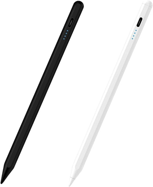 Universal Capacitive Stylus Pen for Samsung Galaxy Tab A7/A8/A9/A9 Plus/iPad iPhone- Android/iOS/Windows Compatible Writing/Drawing Tool, Pressure Sensitivity, Replaceable Tips (Black+White)