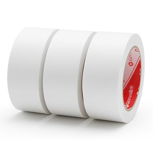 Painter's Tape, White 2 Inch x 55 Yards (3 Rolls) - Medium Adhesion Masking Tape for Automotive Spray Painting, Arts & Crafts, Home DIY | Hand Tearable, Multi-Surface |