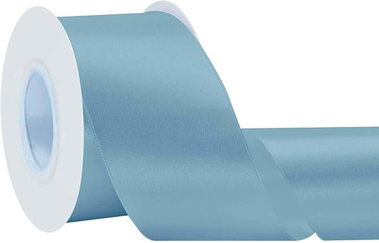 Double Face Light Blue Satin Ribbon 2 Inch X 25 Yards Polyester Lt.Blue Ribbons for Gift Wrapping Fabric Ribbon for Crafts Flower Bouquet Sewing Arts Wedding Party Decoration…