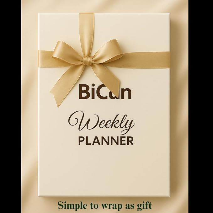 A5 Leather PU Planner & Journal Gift Set – Undated Weekly Spiral Notebook with Pen, Stickers & Box – Goal & Habit Tracker, Productivity Planner for Women & Men 5.8" x 8.0"