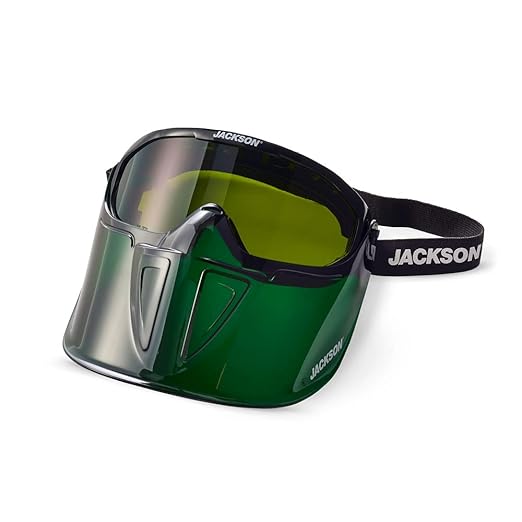 Jackson Safety 21002 - Safety Goggle - Gpl500 Premium Series - Shade 5 Ir Lens - Anti-fog - With Flip-up Detachable Face Shield - Green Body