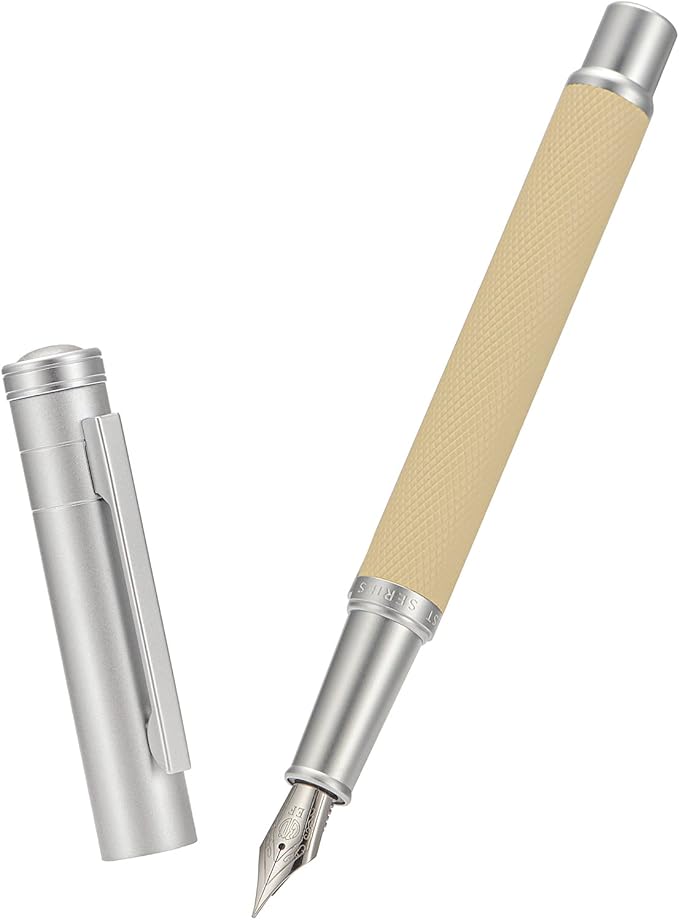 Silver Birch Forest Aluminum Fountain Pen Fine Nib with Converter and Metal Gift Box Set By Asvine