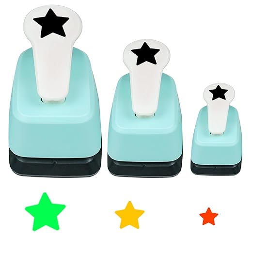 Star Punch Paper Craft Tool, 3Pcs Different Size Star Shaped Hole Puncher for Scrapbook Supplies, Card Making, DIY Crafts, Estrella Paper Cutter & Punch Set for Papel Crafts