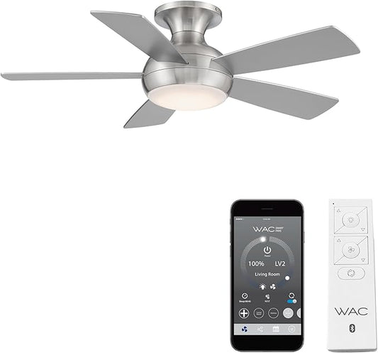WAC Lighting F-034L-BN Odyssey 44" Hugger Ceiling Fan with LED Lights & Remote, Brushed Nickel