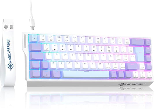 ZIYOU LANG X Magic-Refiner X68HE 8KHz Rapid Trigger Mechanical Gaming Keyboard,60% Wired,Hall Effect Magnetic Switch,Adjustable Actuation,RGB Backlit,Snap Tap, RGB Backlit for PC/Mac, Purple&White