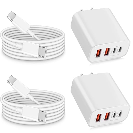 USB Type C Charger for iPhone 17 16 Pro,40W Multiport Type C Charger Fast Charging,2Pack 4Port USB C Wall Charger 10FT USBC Chargers Cord for iPhone 17/17 Pro/17 Air/16 ProMax/16e/15/15 ProMax/15 Plus