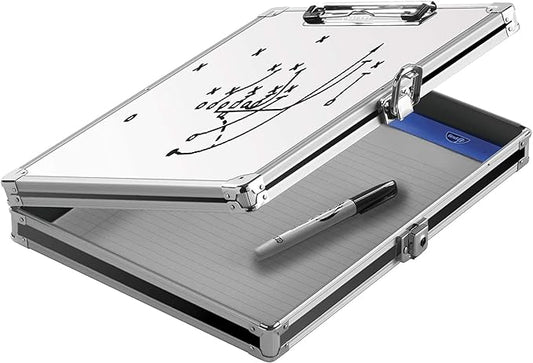 Vaultz Whiteboard Locking Storage Clipboard, Holds 8.5 x 11 Sheets, White/Silver/Black