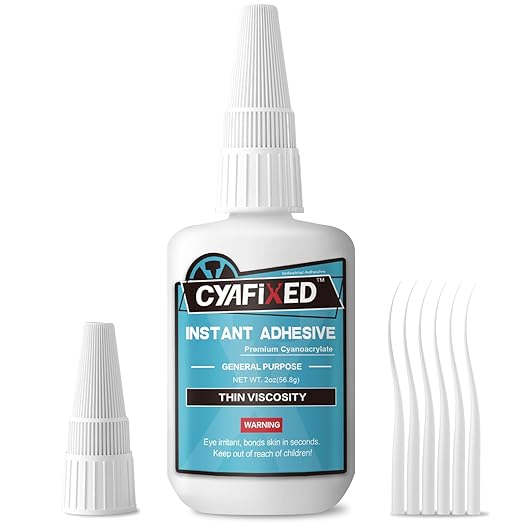 Thin Super Glue Liquid, 56.8 Gram (2 oz) Super Fast CA Glue with Anti-Clog Cap & Microtips, Instant Clear Cyanoacrylate Adhesive for Woodworking Woodturning 3D Printing Plastic PLA Ceramic Shoe Model