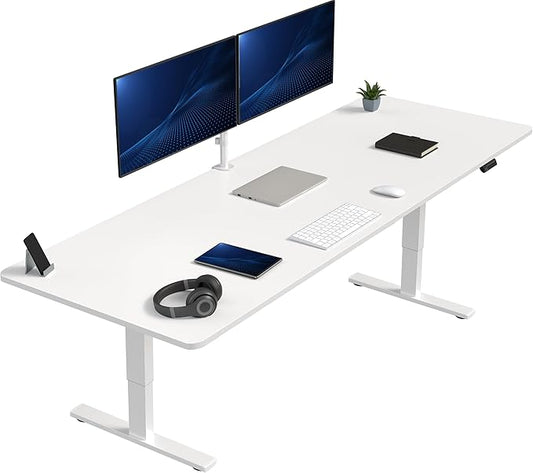 VIVO Large Electric 83 x 30 in Standing Desk, Memory Height Adjustment, 1B Series, Holds 220 lbs, White Top White Frame, DESK-KIT-1W8W
