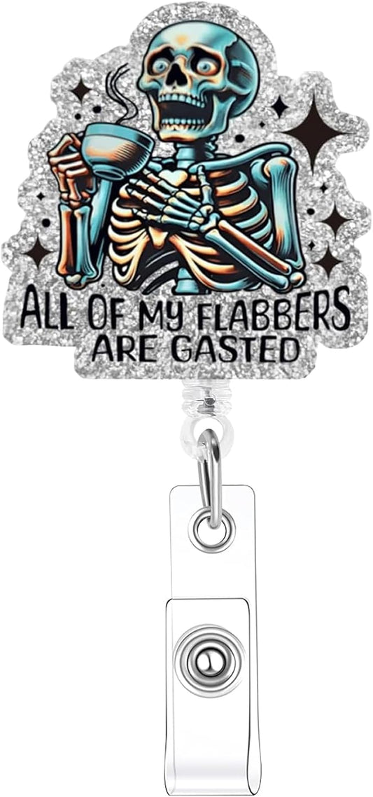 Halloween Skull Badge Reel Retractable Funny Badge Holder Retractable Clip Nursing Badge Clips for Nurse Nursing & RN LPN CNA MA Medical Worker