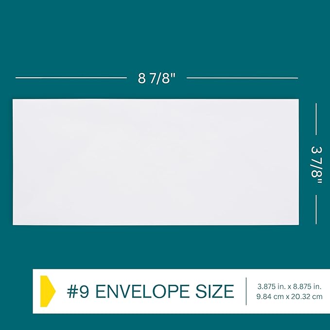#9 Envelopes Self Seal - 100 Pack - Security Tinted 3 7/8" x 8 7/8" Business Envelopes Peel & Seal - Mailing Envelopes Letter Size - Legal Envelopes for Invoices, Statements - 24lb Plain Envelopes