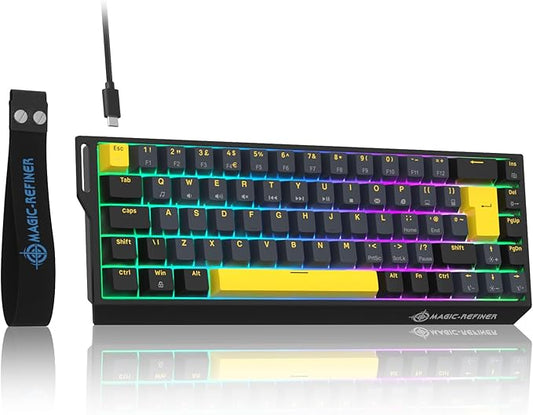 ZIYOU LANG X Magic-Refiner X68HE 8KHz Rapid Trigger Mechanical Gaming Keyboard,60% Wired,Hall Effect Magnetic Switch,Adjustable Actuation,RGB Backlit,Snap Tap, RGB Backlit for PC/Mac,Star Black