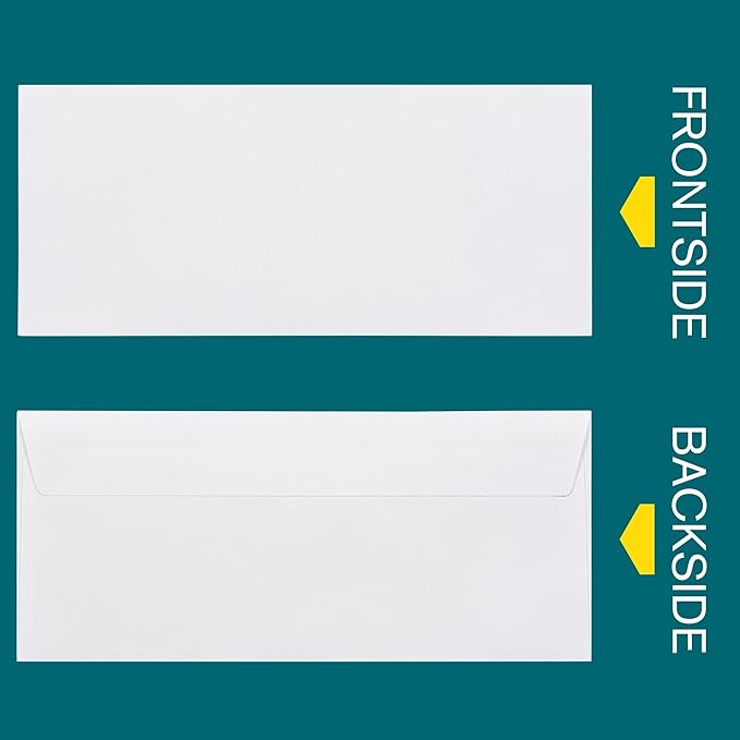 #10 Envelopes Self Seal - 50/pack - 4 1/8 x 9 1/2 inch Letter Size - Business Envelopes #10 Peel & Seal Closure, Security Tinted for Invoices, Statements - Blank White 24LB Paper