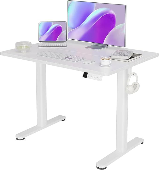 YDN Electric Standing Desk Adjustable Height, Stand up Desk with Cable Management, Home Office Desks with Splice Board & Frame, 40 x 24 Inches, Warm White