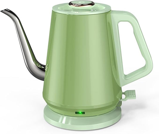 Gooseneck Electric Kettle(0.8L),1200 Watts Fast Boiling,Stainless Steel BPA Free,Automatic Shut Off,Pour Over Kettle for Small Kitchen,RV,Trip,Coffee & Tea- Green