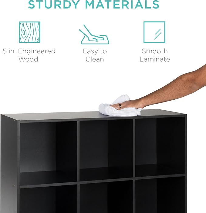 Best Choice Products 9-Cube Storage Organizer, 11in Shelf Opening, Bookcase, Display Shelf, Customizable w/ 3 Removable Back Panels - Black