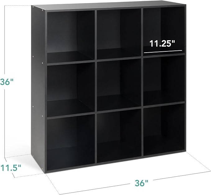 Best Choice Products 9-Cube Storage Organizer, 11in Shelf Opening, Bookcase, Display Shelf, Customizable w/ 3 Removable Back Panels - Black