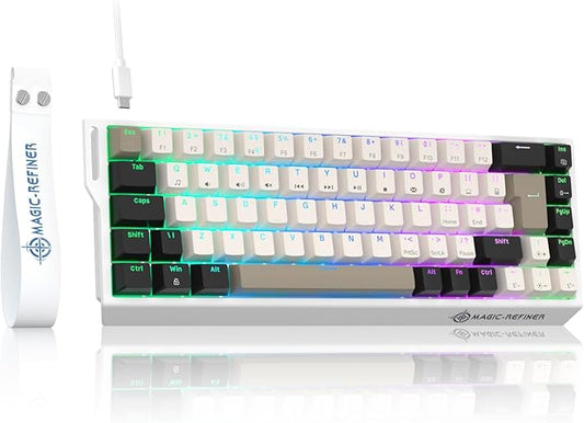 ZIYOU LANG X Magic-Refiner X68HE 8KHz Rapid Trigger Mechanical Gaming Keyboard,60% Wired,Hall Effect Magnetic Switch,Adjustable Actuation,RGB Backlit,Snap Tap, RGB Backlit for PC/Mac, Cheese White