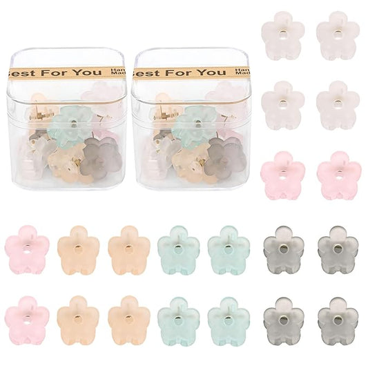 YISSION 20 Pcs Mini Flower Hair Clips for Girls Women Small Flower Claw Clips for Thin Thick Hair Tiny Hair Clips with Box Package Colorful Hair Accessories for Girls Women (5 Matte Colors)