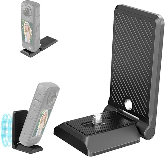 PULUZ Folding Magnetic L Bracket Mount Base Stand for Insta360 X4 / X5 / DJI Pocket 3, Magnet Steering Holder Bracket with 1/4 Screw for Insta 360 Action Camera,Quick Release Tripod Adapter