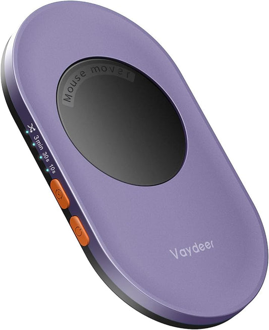 Vaydeer Ultra Slim Mouse Mover, Air 3 Mouse Jiggler with Adjustable Interval Timer, Undetectable & Noiseless, Simulates Realistic Movement, Driver-Free Shaker for Keeping The PC Active (Light Purple)