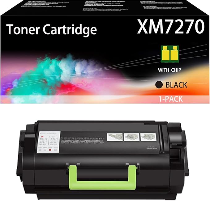 24B6826 Toner Cartridge Replacement (with Chip) for Lexmark XM7270 Toner Cartridge Work for Lexmark XM7270 Printer High-Definition Printing 25000 Pages