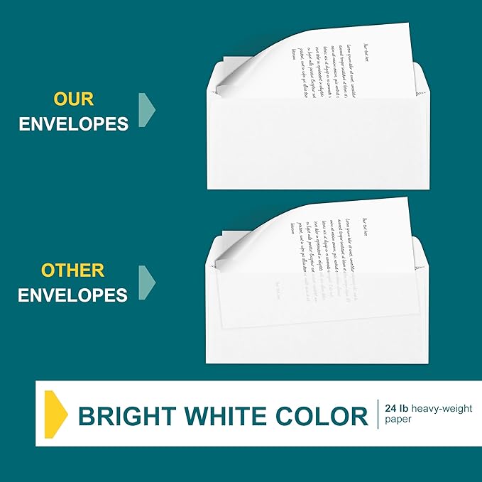 #9 Envelopes Self Seal - 50 Pack - Security Tinted 3 7/8" x 8 7/8" Business Envelopes Peel & Seal for Mailing Letter Size - Legal for Invoices, Statements - 24lb White Plain