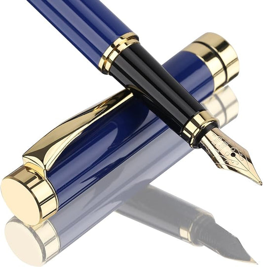 Tiankool Luxury Fountain Pen,Fine Nib, Exquisite Pen Gift Set for Men&Women-Includes 10 Ink Cartridges&Ink Converter- Nice Pens - Blue