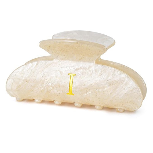 Initial Hair Clips Personalized Hair Claws - Monogram Hair Claw Large Hair Clip,Fashion Glitter Claw Clips Hair Accessory - Gold,I