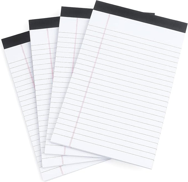 ZZTX Legal Pads Note Pads 5 x 8 Inch Lined Writing Pads, 50 Sheets Per Writing Pad, 4 Pack (White)