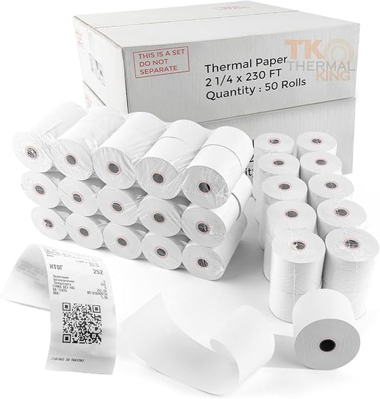 (100 Rolls) 2 1/4" x 230' Thermal Paper, POS Receipt Paper for Retail Business Cash Register, Fits Most Credit Card Terminal