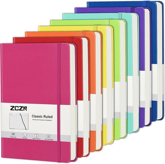 ZCZN 8 Pack Hardcover Journal Notebooks, 5.5"x8.3", Hardcover, 8 Colors, A5 Lined Journals for Notes-taking,Writing,Diary, Ruled Journaling Notebooks for Work School Travel Home