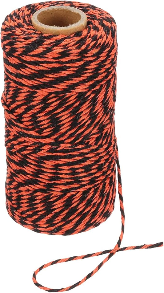PATIKIL 2mm x 109 Yard Cotton Butcher Twine, Cotton Bakers Twine String Rope Cord for Gift Wrapping Arts Crafts Party Decorations Gardening, Orange Black