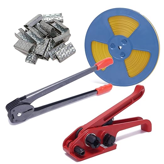 All-in-One Banding Strapping Kit with Poly Strapping Tensioner, 3200" PP Band, 100 Metal Seals, and Sealer Tools