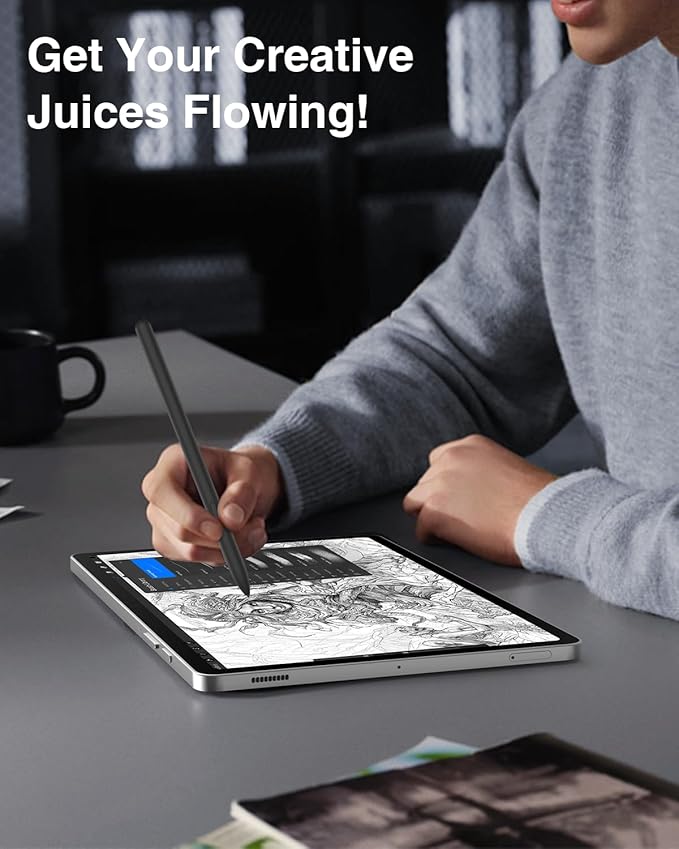 TiMOVO S Pen for Samsung Galaxy Tab S10 FE/S9 FE Series with Eraser, Stylus Pen with 5 Replacement Nibs, Precise Writing, Palm Rejection, Magnetic Adsorption, Black