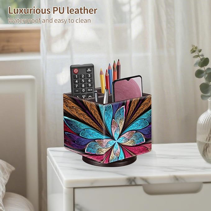 YAPISHI Remote Control Holder TV Remote Caddy for Table, 360 Swivel Nightstand Organizer for Bedroom Accessories/Bedside Remotes/Media Controllers/Office Supplies, Home Decorations for Living Room