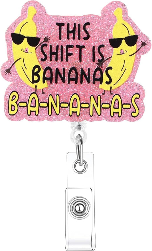 This Shift is Bananas Badge Reel Retractable Funny Badge Holder Retractable Clip Nursing Badge Clips for RN LPN CNA MA ER Night Shift Nurse Nursing Student Doctor Nurse Teacher