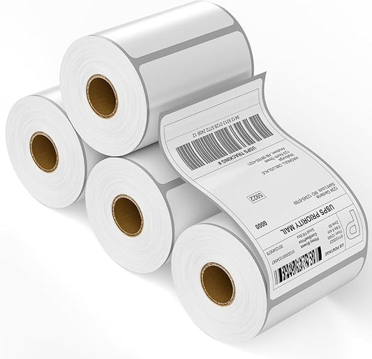 [1000Labels] 4"x6" Shipping Label 4 Rolls, 4-x-6-inch Thermal Label Paper, Compatible with Zebra 2844 Brother Rollo Direct Thermal Printer