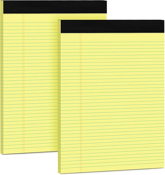 Yellow Note Pads 8.5 x 11 College Ruled Legal Pads 8.5 x 11 Notepads Yellow Pads of Paper 8.5 x 11 Lined Writing Pads 2 Pack 70GSM Yellow Paper 30 Sheets Per Note Pad Legal Notepad for Office, School