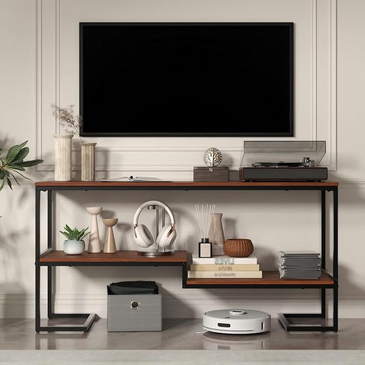 TV Stands for Living Room, Entertainment Center TV Table, TV Stand 60 Inch, TV Console, Table for TV, Modern TV Open Storage Shelves, Industrial Media TV Table for Living Room, Bedroom