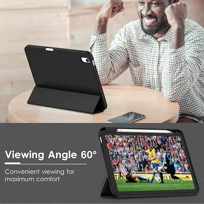 ZryXal iPad (A16) Case/iPad 10th Generation Case [11-Inch 2025/10.9 Inch 2022] with Pencil Holder, Smart Cover with Soft TPU Back [Support Auto Wake/Sleep] (New Black)