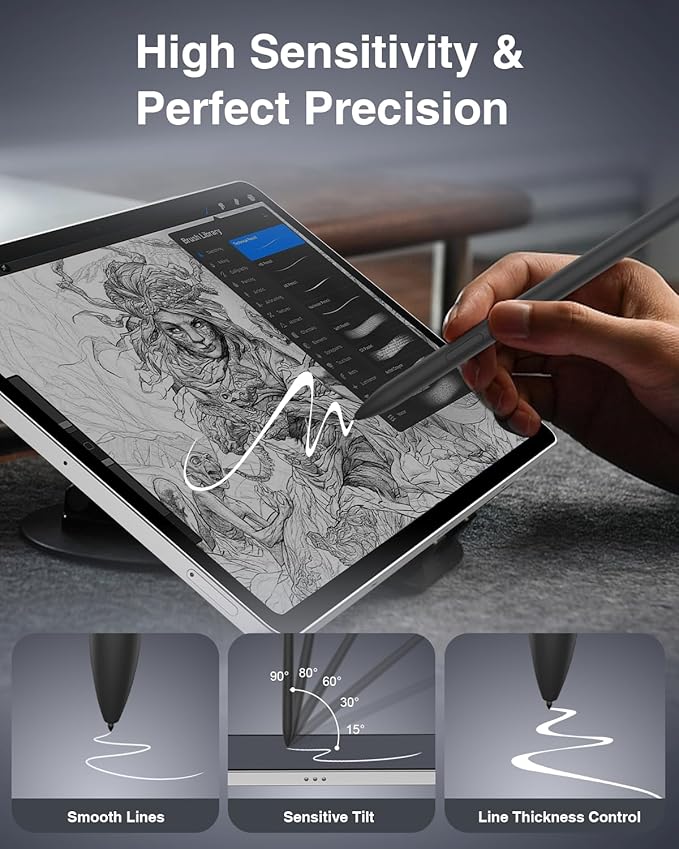 TiMOVO S Pen for Samsung Galaxy Tab S10 FE/S9 FE Series with Eraser, Stylus Pen with 5 Replacement Nibs, Precise Writing, Palm Rejection, Magnetic Adsorption, Black