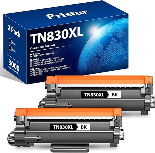 TN830XL TN 830 TN830 Toner Cartridge Replacement for Brother TN830XL TN 830 TN830 Toner Cartridges for HL-L2460DW DCP-L2640DW HL-L2480DW HL-L2400D HL-L2405W MFC-L2820DW Printer (2 Black)