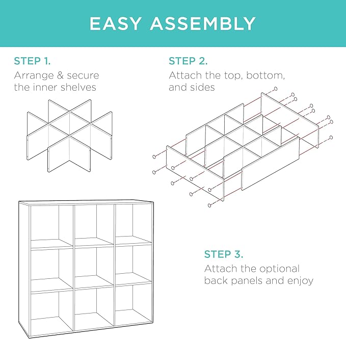 Best Choice Products 9-Cube Storage Organizer, 11in Shelf Opening, Bookcase, Display Shelf, Customizable w/ 3 Removable Back Panels - Black