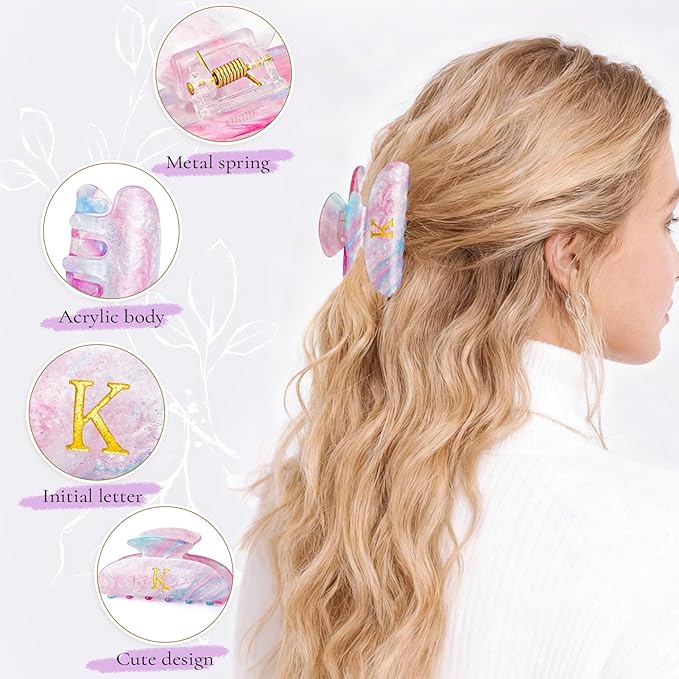 Hair Clips for Women | Monogram Hair Claw Hair Accessory | Personalized Gifts for Women Teen Girl Trendy Stuff | Gifts for Mom Bridesmaid Bride Wife Friend Sister Teacher Her - Lavender,B