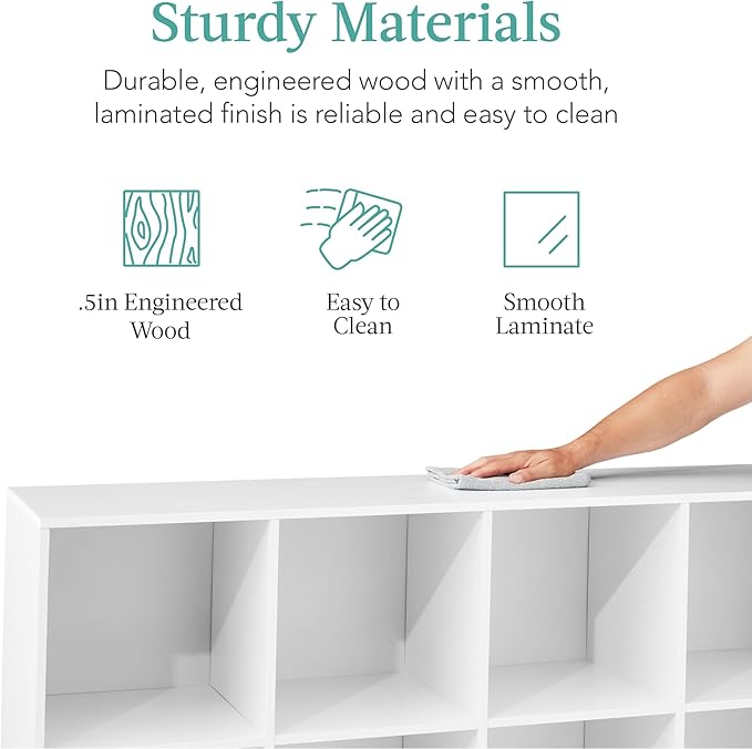 Best Choice Products 8-Cube Storage Organizer, 13.5in Shelf Opening, Bookcase, Display Shelf, Customizable w/ 2 Removable Back Panels – White