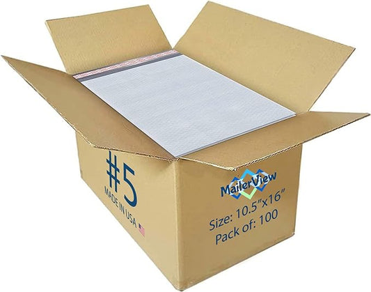 White 10.5x16 Inch Large Poly Bubble Mailers #5 | Padded Envelopes with Self Seal | Air Lined Cushioned Bubble Mailer | Usable Size 10.5x15 | 100 Pack Bulk | Lightweight shipping Bags | Made in USA