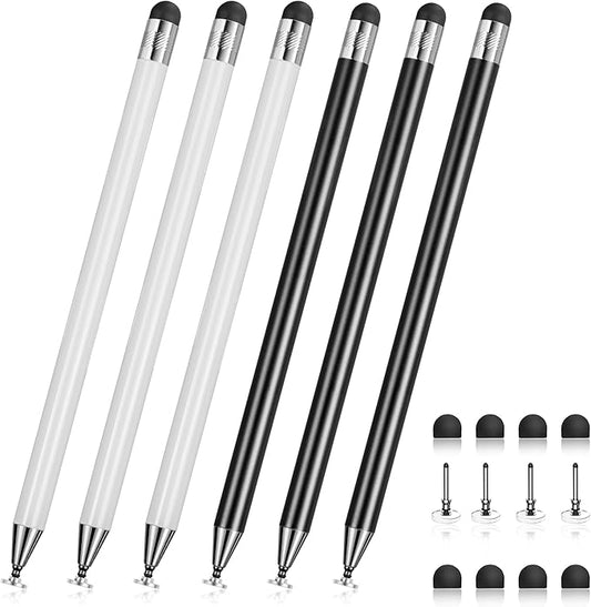 2-in-1 Stylus Pen for Touch Screen,Stylists pens for iPhone iPod Samsung Android Smartphone and Tablets,Compatible All Touch Screens (Black + White)